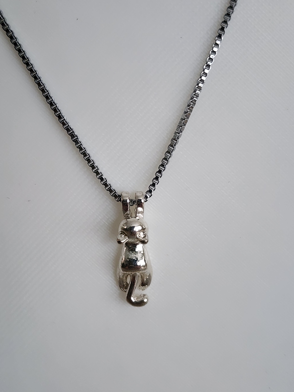 Hang In There Silver 925 Hanging Cat Pendant Necklace 18"